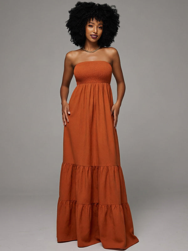 Smocked Strapless Ruffle Dress