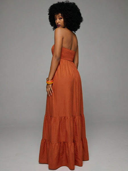 Smocked Strapless Ruffle Dress