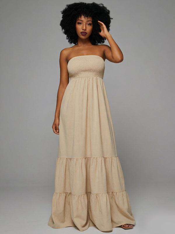 Smocked Strapless Ruffle Dress