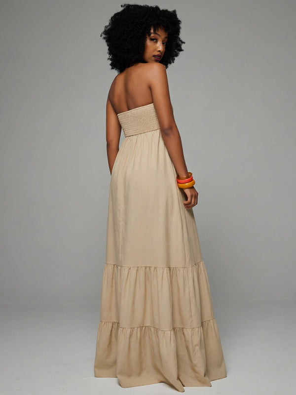 Smocked Strapless Ruffle Dress