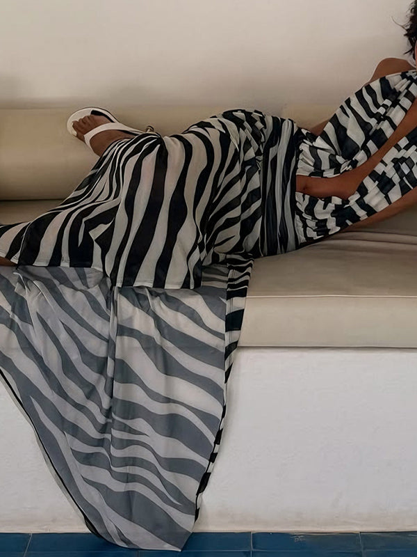 Printed Slit Halter Dress