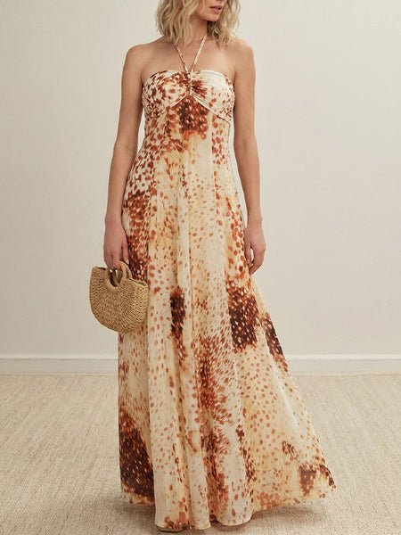 Printed Halter Maxi Dress