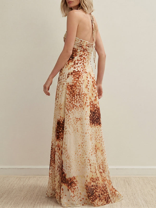 Printed Halter Maxi Dress