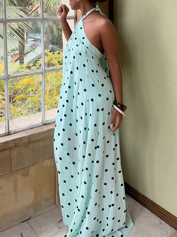 Dot Halter Maxi Dress