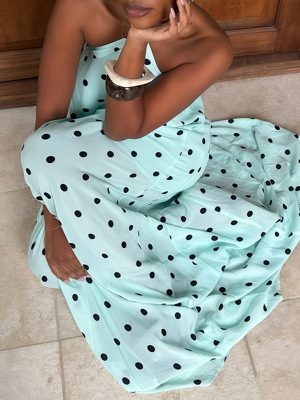 Dot Halter Maxi Dress