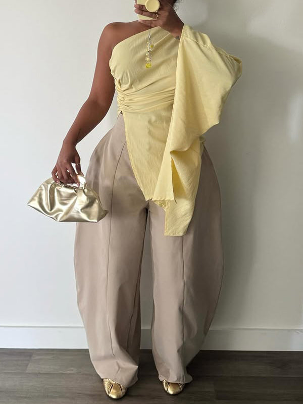 One-Shoulder Bell-Sleeve Top