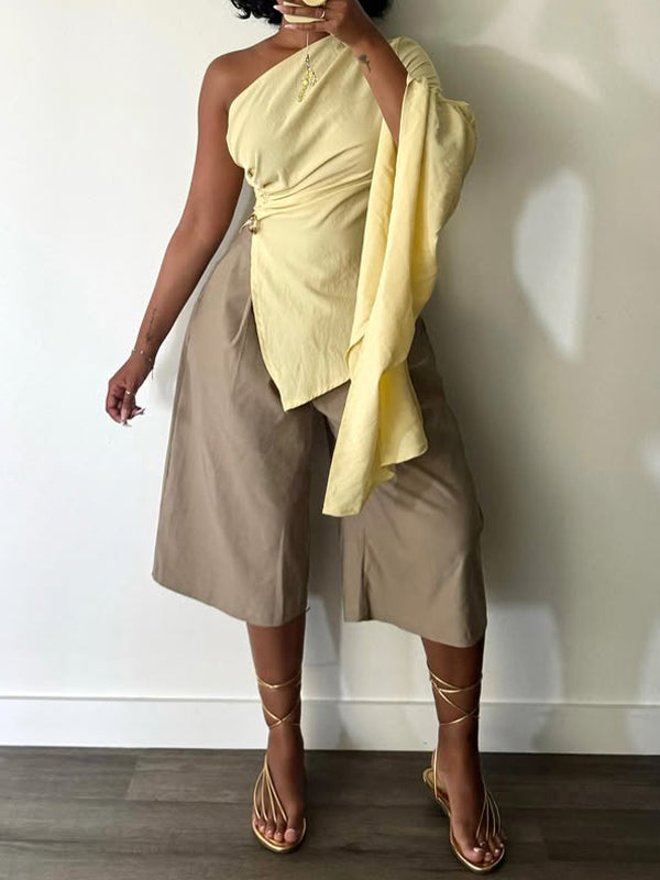 One-Shoulder Bell-Sleeve Top