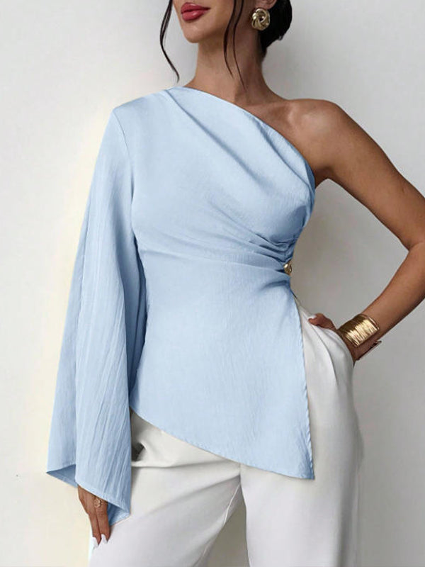 One-Shoulder Bell-Sleeve Top