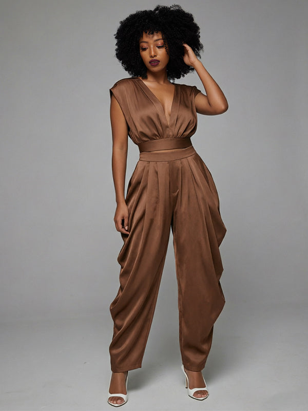 Solid V-Neck Tank Top & Pants Set -- pre-order on 15th July