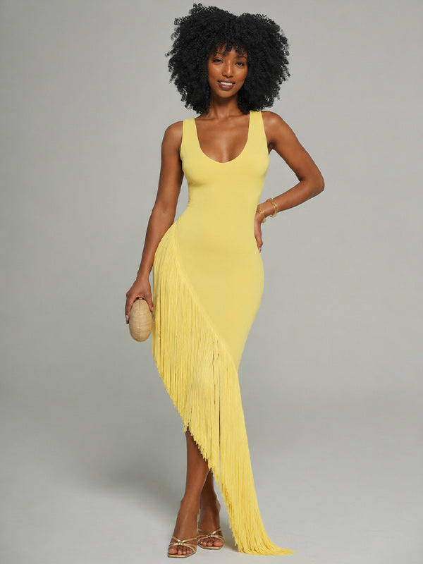 Fringe Combo Sleeveless Dress -- pre-order on 17th July