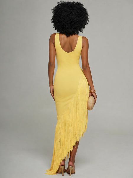 Fringe Combo Sleeveless Dress -- pre-order on 17th July