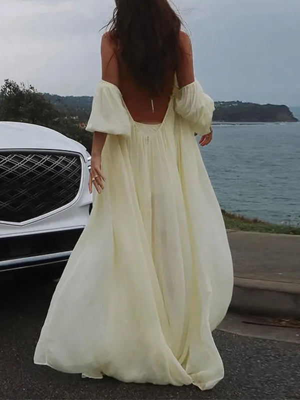 Off-Shoulder Halter Maxi Dress