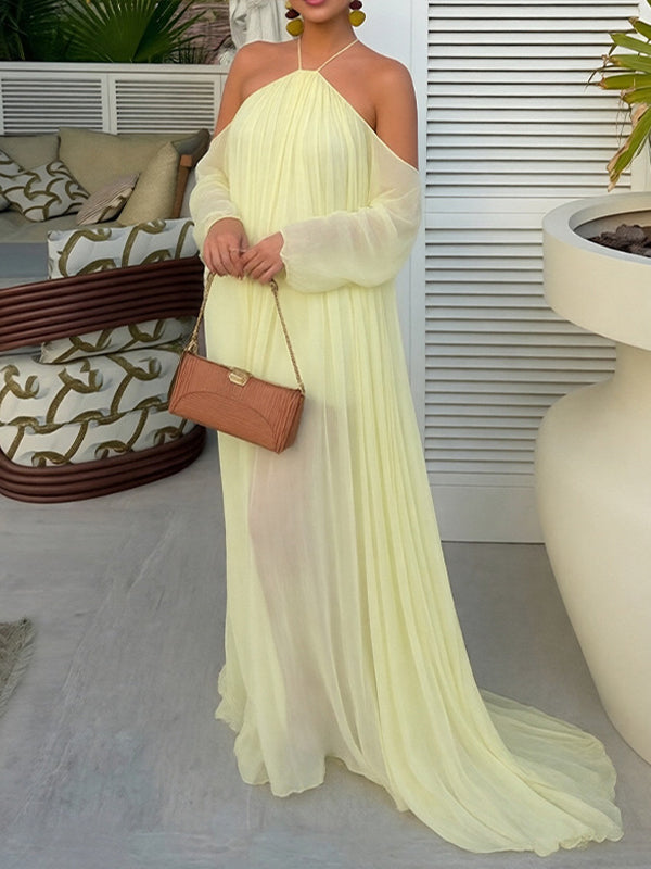 Off-Shoulder Halter Maxi Dress
