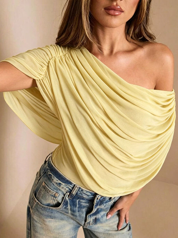Ruched Boat-Neck Bodysuit