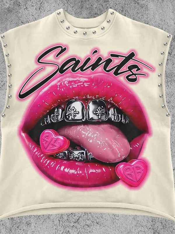 Printed Studded Tank Top