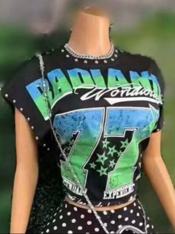 Printed Studded Tank Top