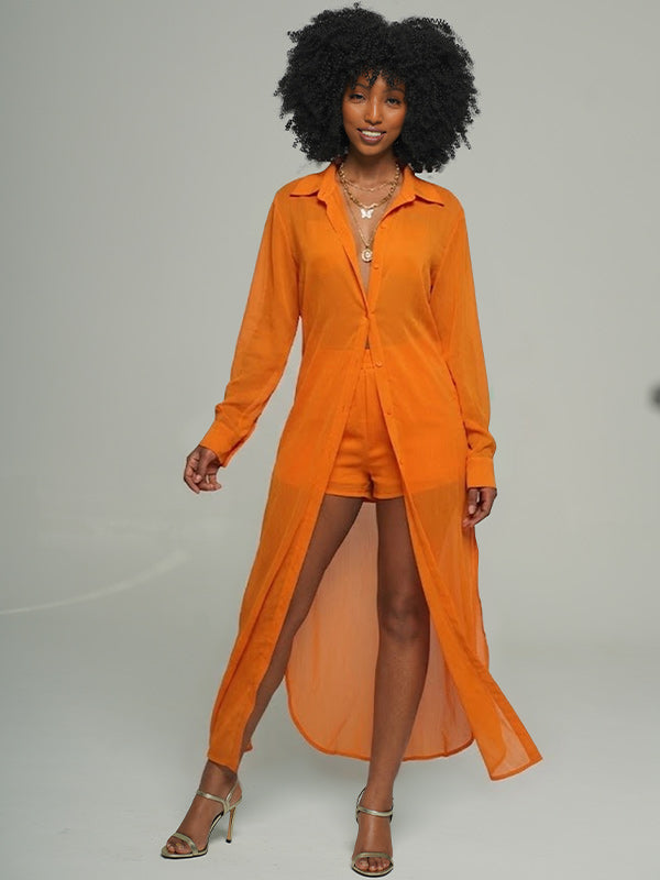 Solid Tunic Shirt & Shorts Set