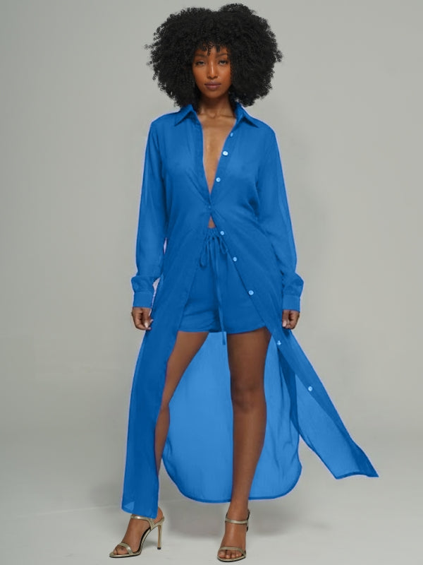Solid Tunic Shirt & Shorts Set