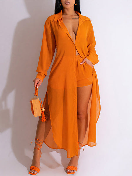 Solid Tunic Shirt & Shorts Set