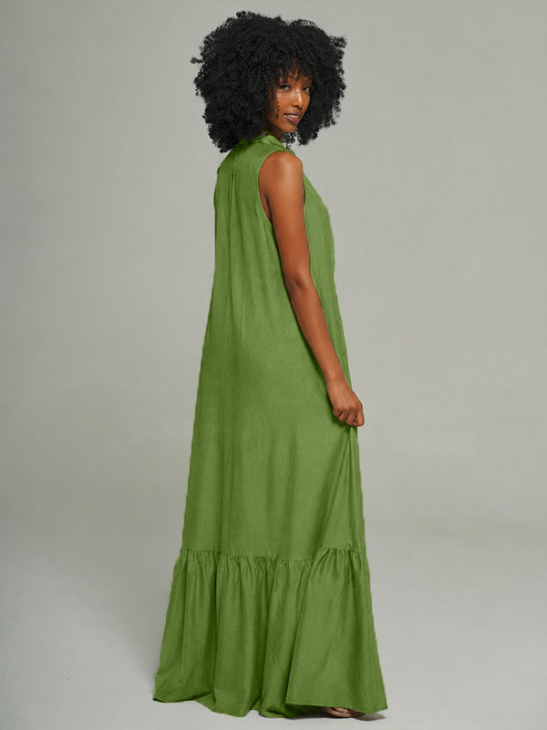 Sleeveless Ruffle Shirt Dress
