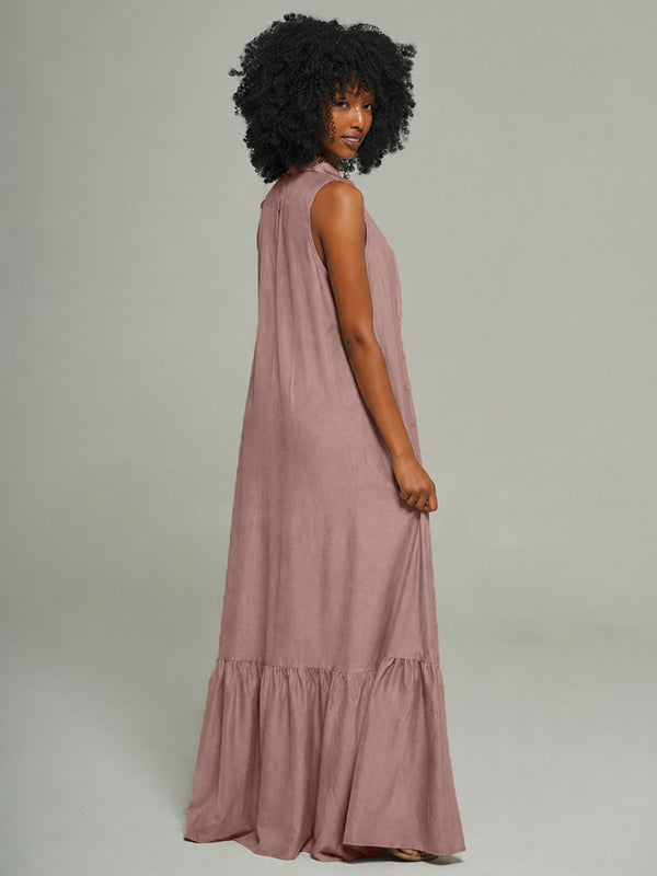Sleeveless Ruffle Shirt Dress