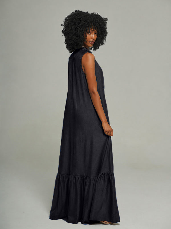 Sleeveless Ruffle Shirt Dress