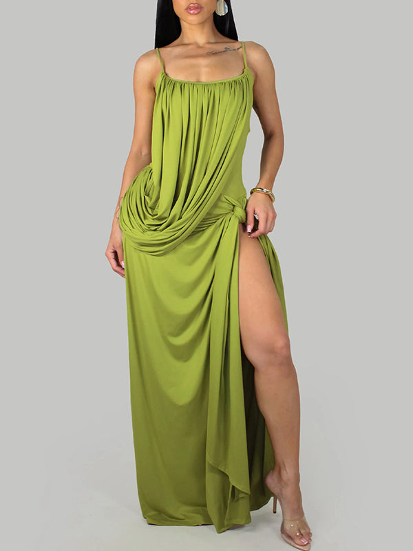 Ruched Slit Cami Dress