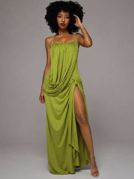 Ruched Slit Cami Dress