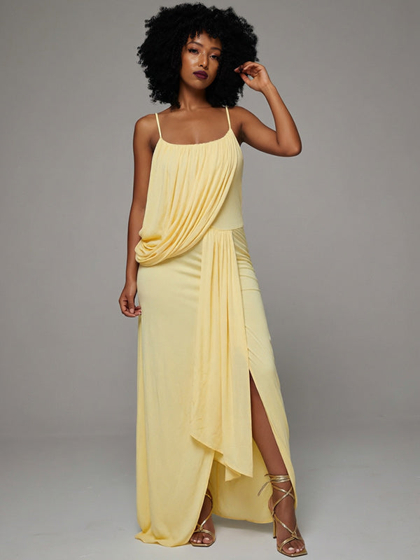 Ruched Slit Cami Dress