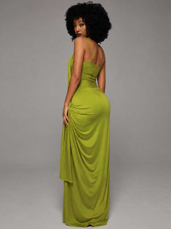 Ruched Slit Cami Dress