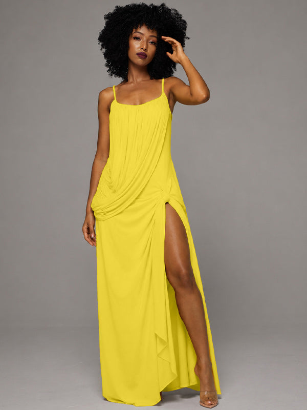 Ruched Slit Cami Dress