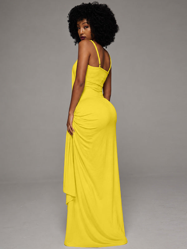 Ruched Slit Cami Dress