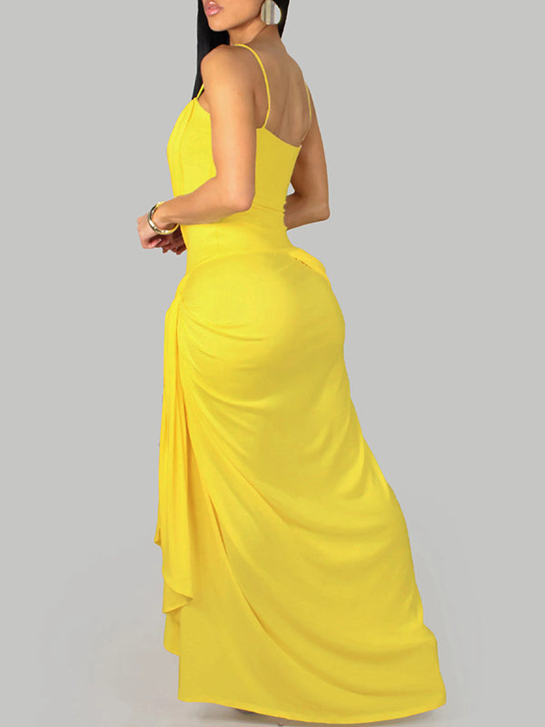 Ruched Slit Cami Dress