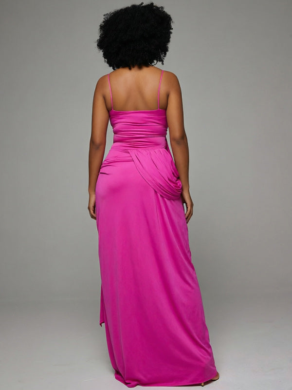 Ruched Slit Cami Dress