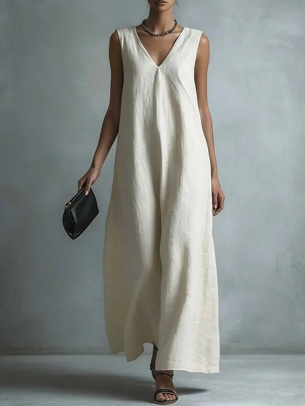 V-Neck Sleeveless Dress