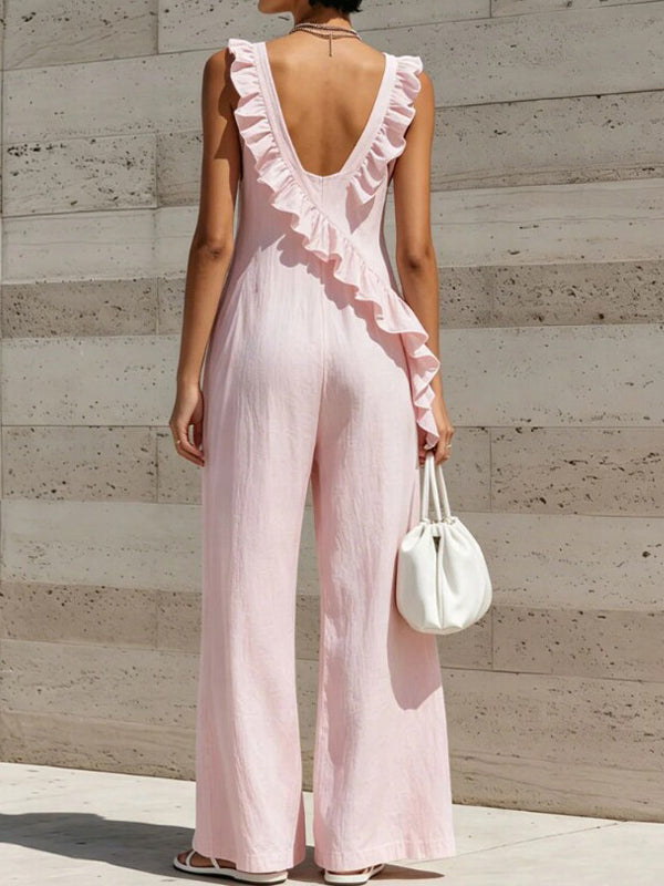 Ruffle Sleeveless Jumpsuit