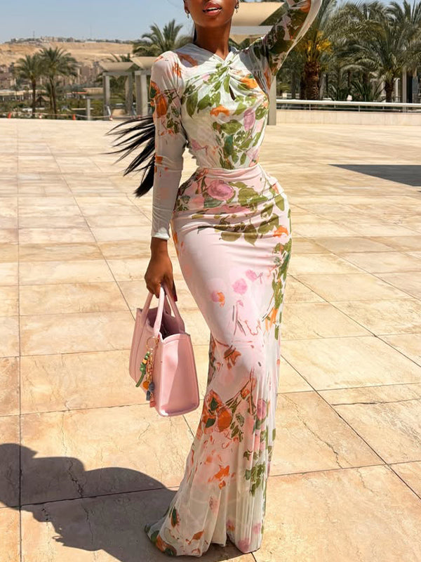 Printed Twisted Maxi Dress