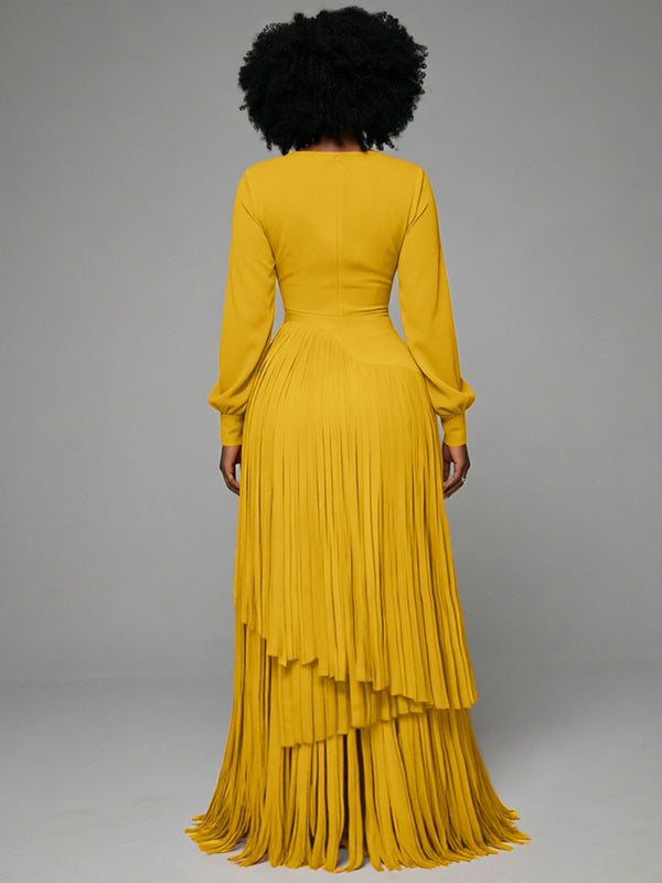 Solid Fringe Maxi Dress
