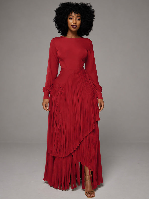 Solid Fringe Maxi Dress