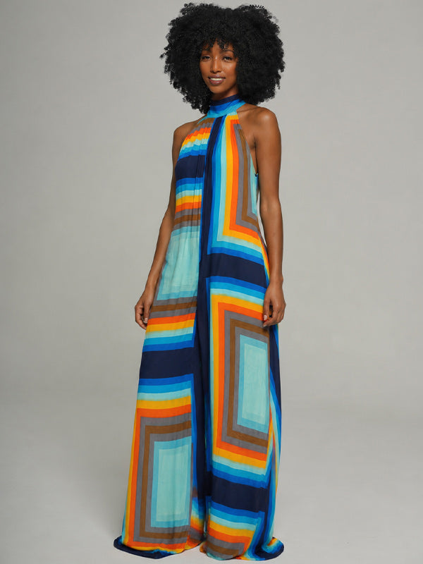 Printed Wide-Leg Sleeveless Jumpsuit