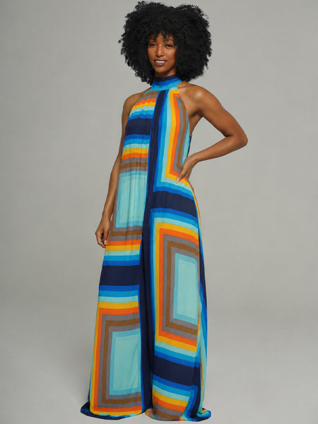 Printed Wide-Leg Sleeveless Jumpsuit