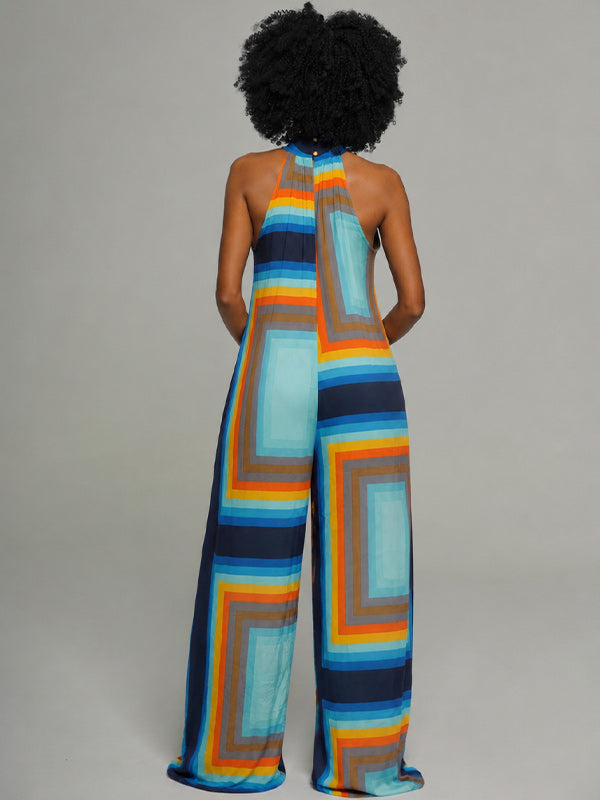 Printed Wide-Leg Sleeveless Jumpsuit