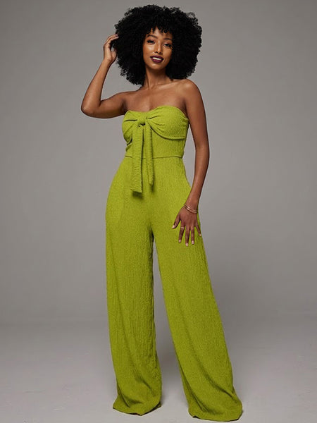 Solid Tied Strapless Jumpsuit