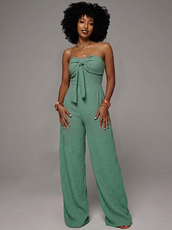 Solid Tied Strapless Jumpsuit