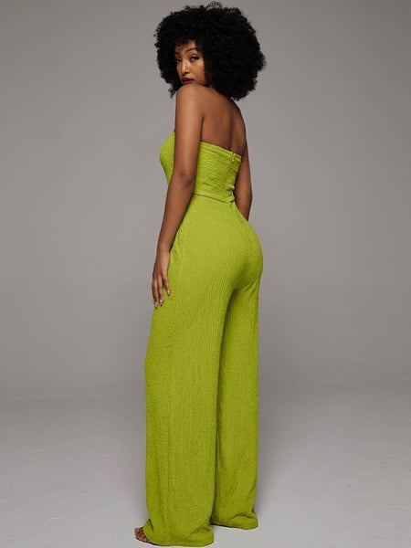 Solid Tied Strapless Jumpsuit