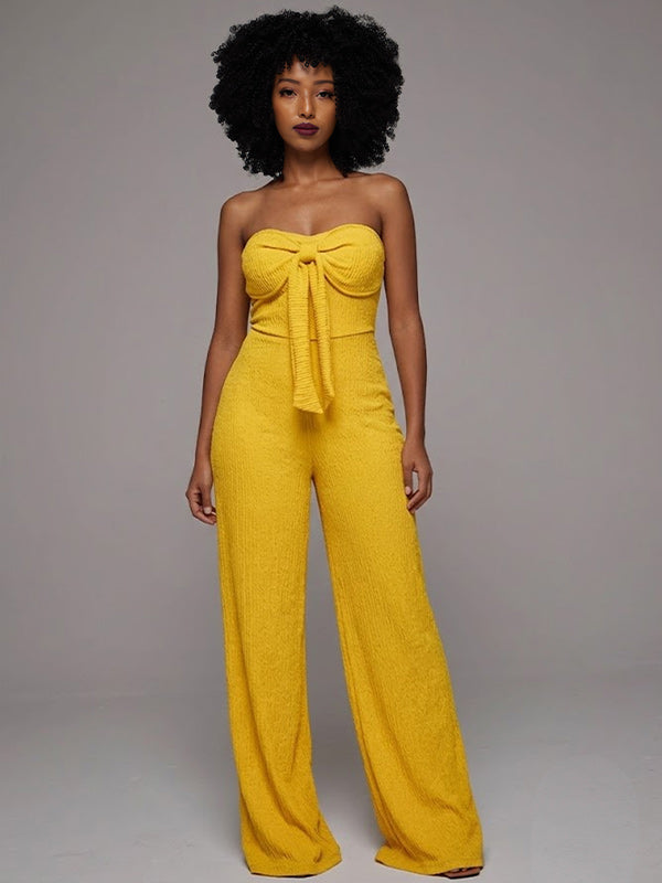 Solid Tied Strapless Jumpsuit