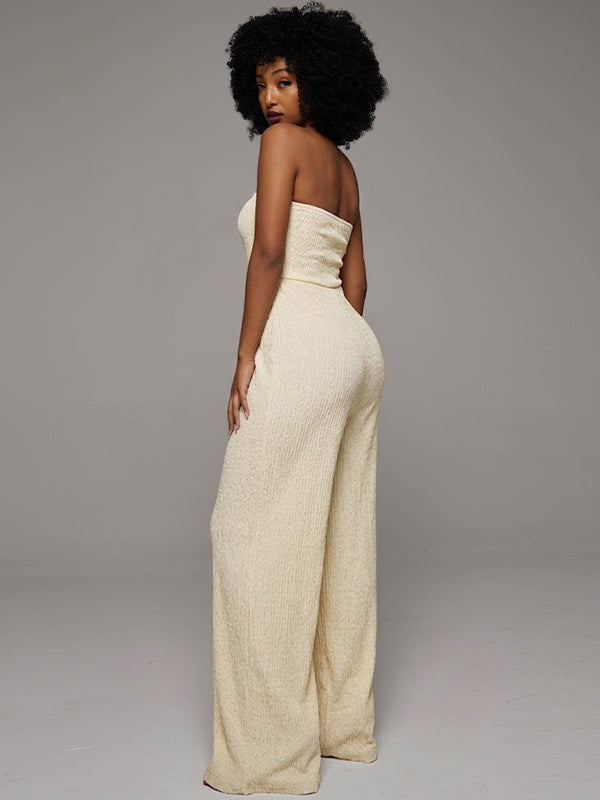 Solid Tied Strapless Jumpsuit