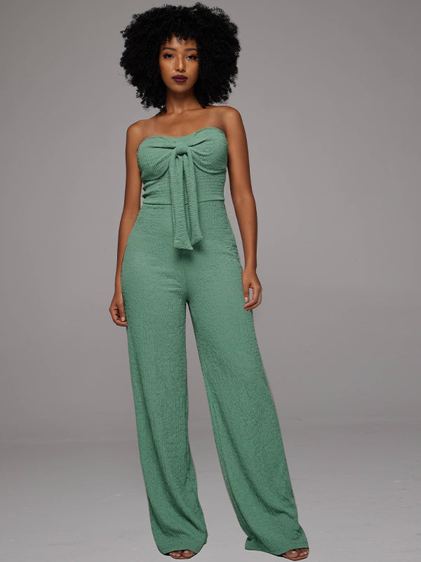 Solid Tied Strapless Jumpsuit