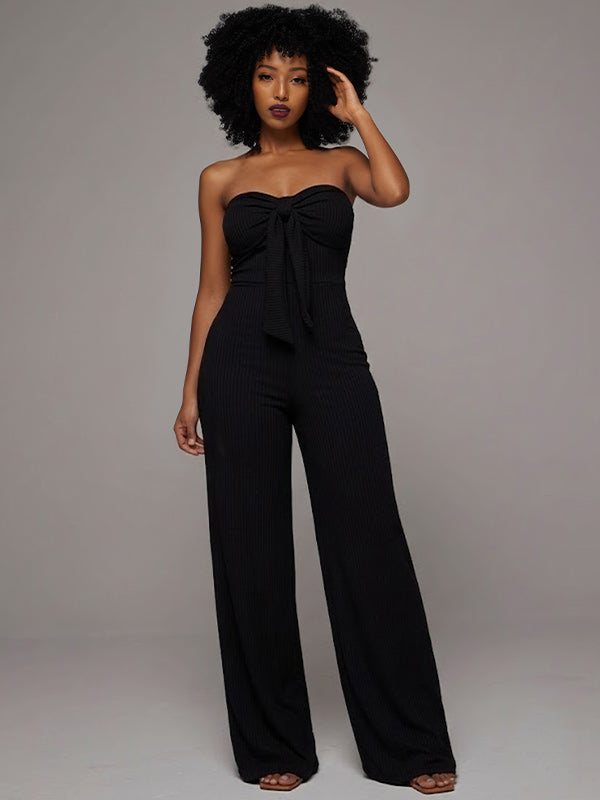 Solid Tied Strapless Jumpsuit