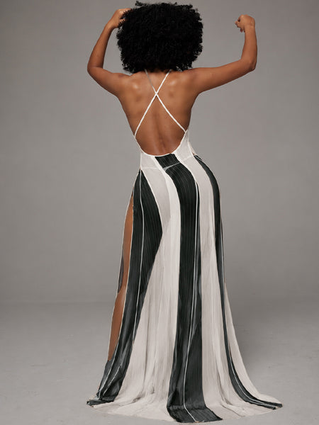 Stripe Side-Slit Cami Dress